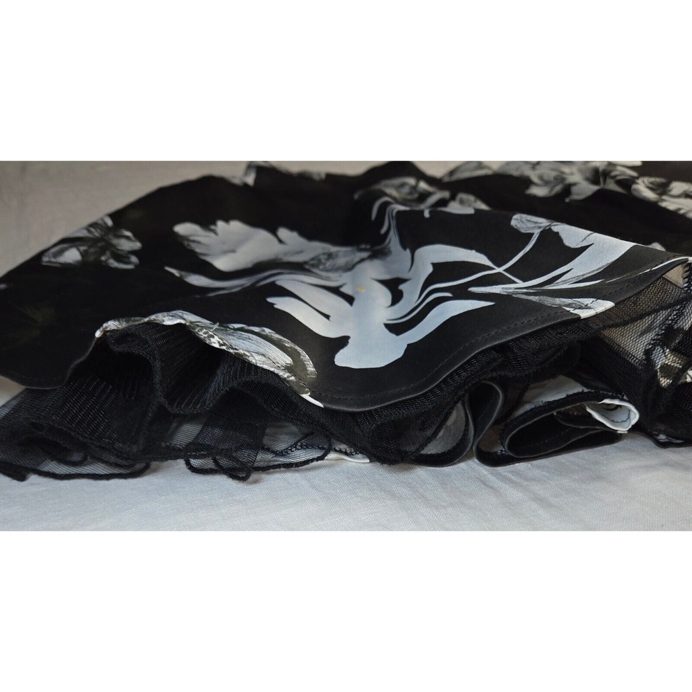 City Studio Skirt 13 Tulle Lined Black Floral Short Skater Flare 32" W x 18" L - Picture 13 of 16